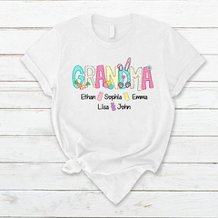 Lofaris Grandma And Grandkids Custom Easter Bunny T-Shirt