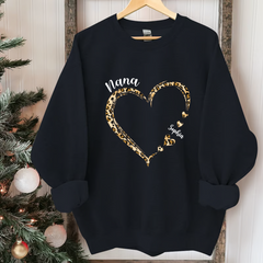 Lofaris Grandma and Grandkids Hearts Leopard Gift Sweatshirt