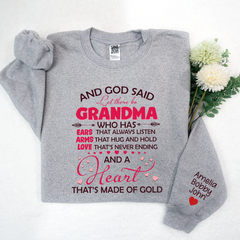 Lofaris Grandma And Grandkids On Sleeve Custom Sweatshirt