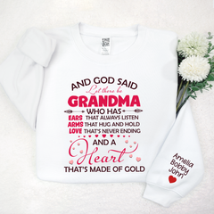 Lofaris Grandma And Grandkids On Sleeve Custom Sweatshirt