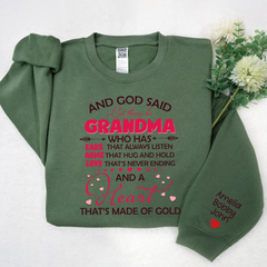 Lofaris Grandma And Grandkids On Sleeve Custom Sweatshirt