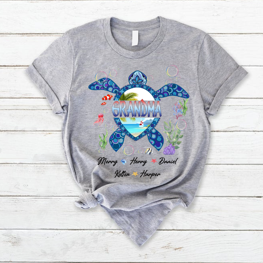 Lofaris Grandma and Grandkids Turtle Mothers Day T-Shirt