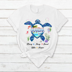 Lofaris Grandma and Grandkids Turtle Mothers Day T-Shirt