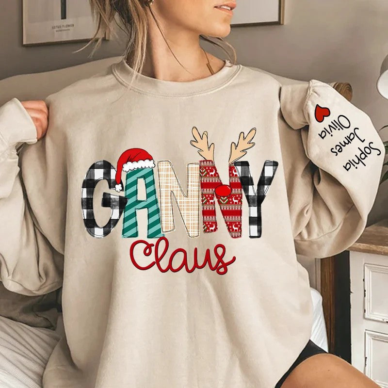 Lofaris Grandma And Kids Claus Custom Christmas Sweatshirt