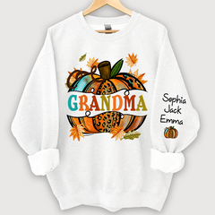 Lofaris Grandma Autumn Pumpkin Grandkids Custom Sweatshirt