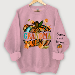 Lofaris Grandma Autumn Pumpkin Grandkids Custom Sweatshirt