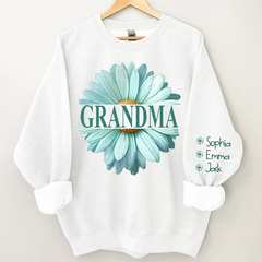 Lofaris Grandma Blue Daisy And Grandkids Custom Sweatshirt