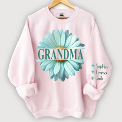 Lofaris Grandma Blue Daisy And Grandkids Custom Sweatshirt