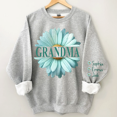 Lofaris Grandma Blue Daisy And Grandkids Custom Sweatshirt