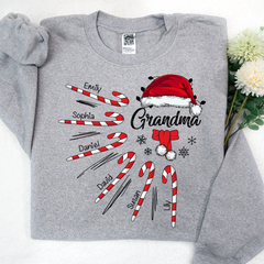 Lofaris Grandma Christmas Candy Kid Names Sweatshirt