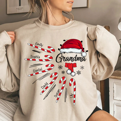 Lofaris Grandma Christmas Candy Kid Names Sweatshirt