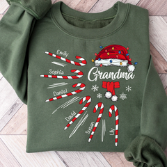 Lofaris Grandma Christmas Candy Kid Names Sweatshirt