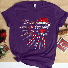 Lofaris Grandma Christmas Candy Kid Custom Name T-Shirt