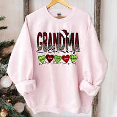 Lofaris Grandma Claus Heart Grandkids Christmas Sweatshirt