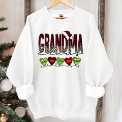 Lofaris Grandma Claus Heart Grandkids Christmas Sweatshirt