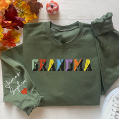 Lofaris Grandma Color Grankids Embroidered Custom Sweatshirt