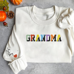 Lofaris Grandma Color Grankids Embroidered Custom Sweatshirt