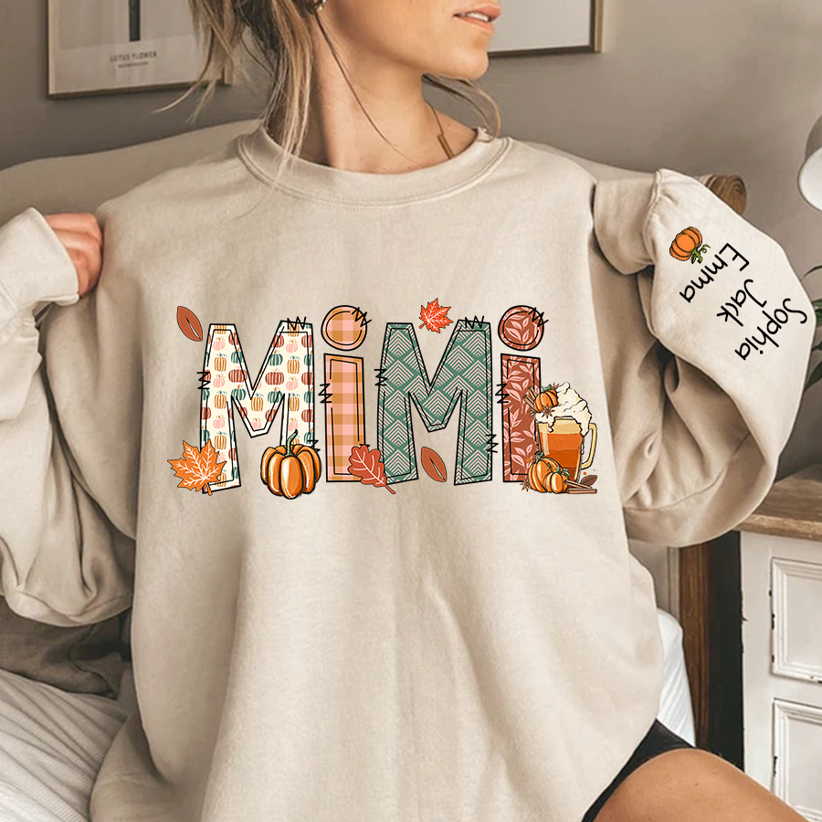 Lofaris Grandma Doodle Grandkids Autumn Custom Sweatshirt