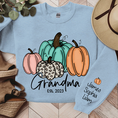 Lofaris Grandma Est Fall Pumpkin Sweatshirt Custom And Kids Autumn Gift TH