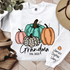 Lofaris Grandma Est Fall Pumpkin Sweatshirt Custom And Kids Autumn Gift TH