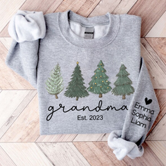 Lofaris Grandma Est Christmas Tree Custom And Kids TH Sweatshirt