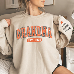 Lofaris Grandma Est Orange Letters Custom Name Sweatshirt