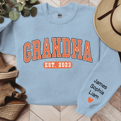 Lofaris Grandma Est Orange Letters Custom Name Sweatshirt