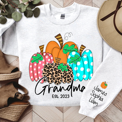 Lofaris Grandma Est Pumpkin Fall Autumn Custom & Kids Sweatshirt Gift TH