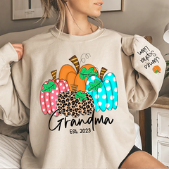 Lofaris Grandma Est Pumpkin Fall Autumn Custom & Kids Sweatshirt Gift TH