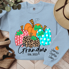 Lofaris Grandma Est Pumpkin Fall Autumn Custom & Kids Sweatshirt Gift TH