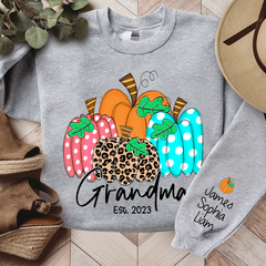 Lofaris Grandma Est Pumpkin Fall Autumn Custom & Kids Sweatshirt Gift TH