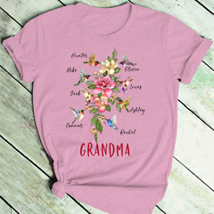 Lofaris Grandma Flower Humming Bird Mothers Day T-Shirt