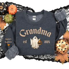 Lofaris Grandma Grandkids Halloween Ghost Custom Sweatshirt