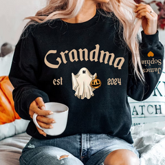 Lofaris Grandma Grandkids Halloween Ghost Custom Sweatshirt