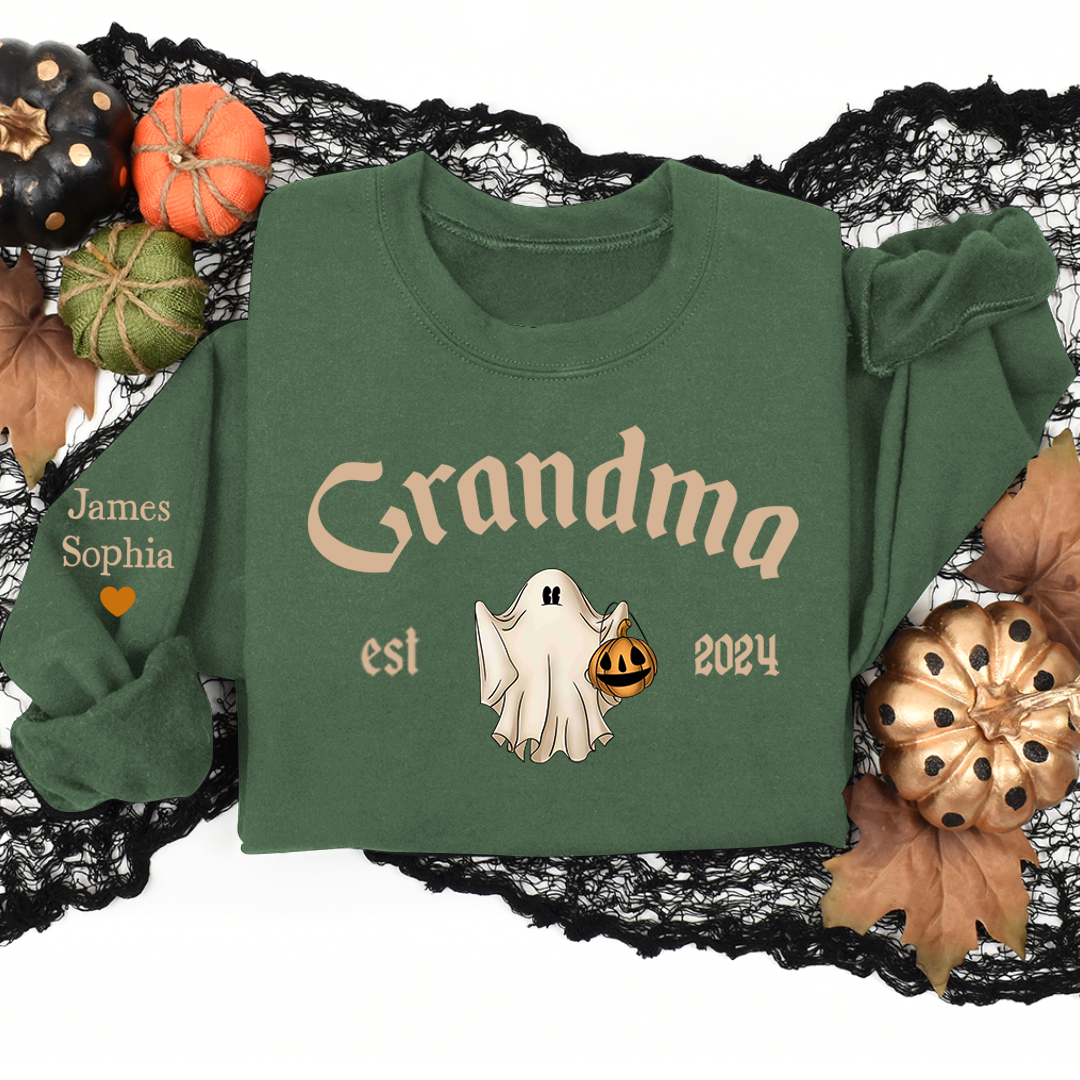 Lofaris Grandma Grandkids Halloween Ghost Custom Sweatshirt