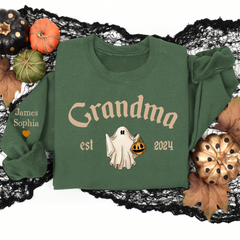 Lofaris Grandma Grandkids Halloween Ghost Custom Sweatshirt