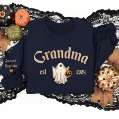 Lofaris Grandma Grandkids Halloween Ghost Custom Sweatshirt