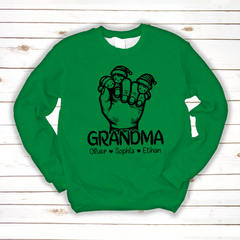 Lofaris Grandma With Facekids Grandkids Hands christmas Sweatshirt