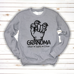 Lofaris Grandma With Facekids Grandkids Hands christmas Sweatshirt