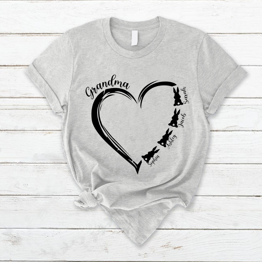 Lofaris Grandma Grandkids Hearts Bunny Easter T-Shirt