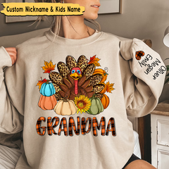 Lofaris Turkey Pumpkin Grandma and Kids Custom Name CTH01 Sweatshirt