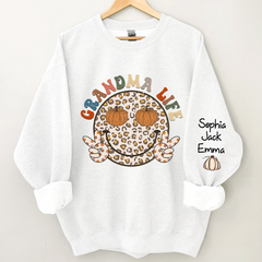 Lofaris Grandma Life Smiley Face Retro Autumn Happy Sweatshirt