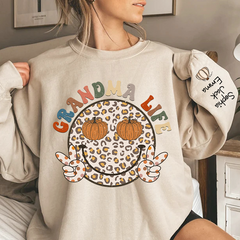 Lofaris Grandma Life Smiley Face Retro Autumn Happy Sweatshirt