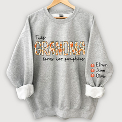 Lofaris Grandma Loves Her Pumpkins Floral Custom Sweatshirt