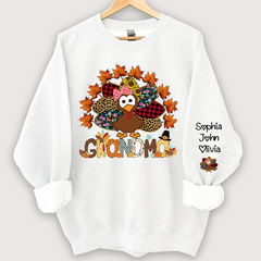 Lofaris Nana And Grandkids Thanksgiving Autumn Turkey Sweatshirt