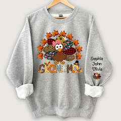 Lofaris Nana And Grandkids Thanksgiving Autumn Turkey Sweatshirt