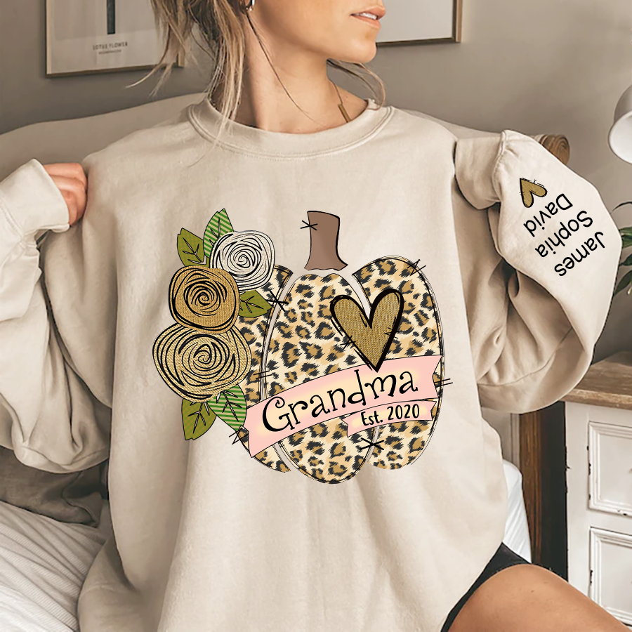 Lofaris Grandma Pumpkin Leopard Flower Custom Sweatshirt