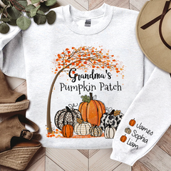 Lofaris Grandma Pumpkin Patch Autumn Custom Name Sweatshirt