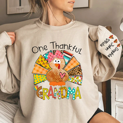 Lofaris Grandma Turkey Custom Name Thanksgiving Sweatshirt