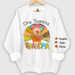 Lofaris Grandma Turkey Custom Name Thanksgiving Sweatshirt